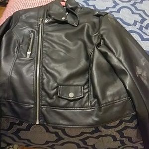 Waist Length Blk Leather Jacket.  $40